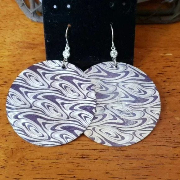 BOHO Black and silver round shell earrings‎ - Picture 1 of 5